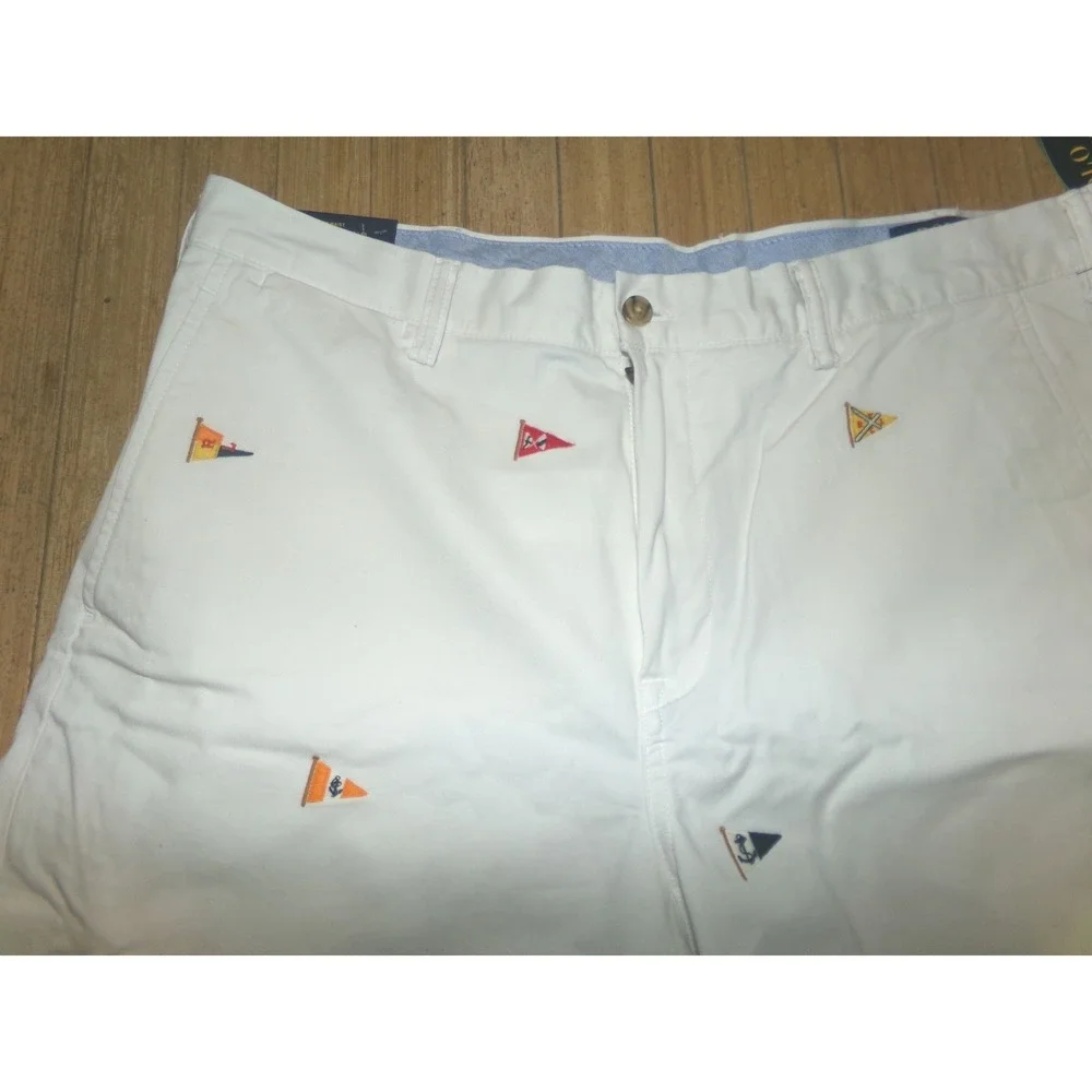 MENS POLO RALPH LAUREN‎ SZ 38 STRETCH STRAIGHT FIT SHORTS~WHITE / FLAGS~NWT